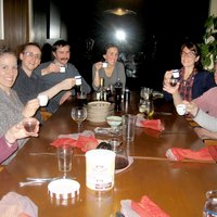 Here's is our crowd enjoying their after-dinner beverage