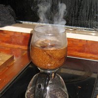 But we brewed it anyway, of course, in my beloved vacuum pot � here it is brewing in the upper chamber