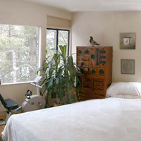 The bedroom. Thought it might be too small after moving from what is now Vi's studio, but it's worked out fine.